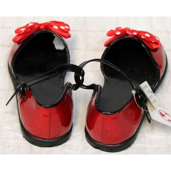 Disney Store Minnie Mouse Red Glitter Shoes Bow  Strap Dress Up Patent Leather - Picture 6 of 13